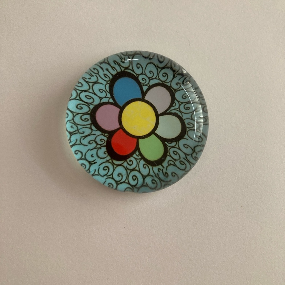 Multicolored Floral Glass Accent little magnet by Romero Britto